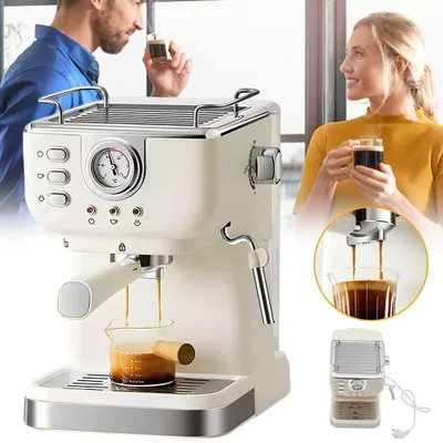 Obrázok produktu pre Espressova kávovar – Kávovar na prípravu espressa a cappuccina – Nerezová oceľ – Vhodný pre domáce použitie, reštaurácie, hotely a kaviarne