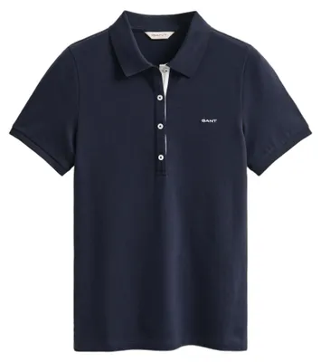 Produktbild von GANT Damen Poloshirt Slim Contrast Color Kurzarm, Evening Blue, Gr. XL