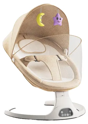 Zdjęcie produktu dla Kołyska dla niemowląt, automatyczna regulacja prędkości (5 stopni), odtwarzacz kołysanek przez Bluetooth, kolor: khaki (M6)