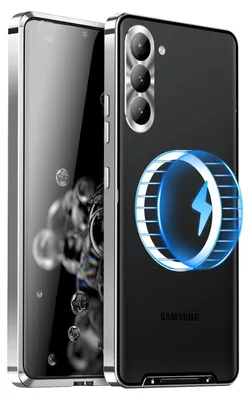 Produktbild von Für Samsung Galaxy S25 Plus 5G Magnetische Magsafe Frosted Metall Design Schutz Hülle Cover Silber