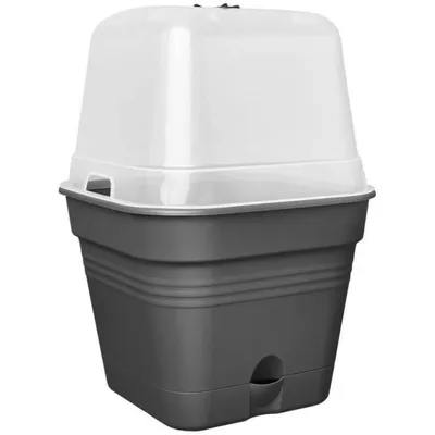 Produktbild von elho® Green Basics Anzuchttopf Schwarz transparenter Deckel quadratisch 19,5 cm