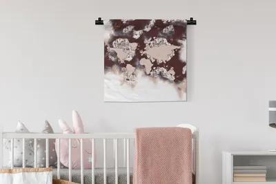 Produktbild von MuchoWow® Wandteppich Wandbehang Weltkarte - Blumen - Braun 60x60 cm Tapisserie Dekoration Wandtuch - Dekorationen - Wand Decke