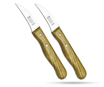Produktbild von SMI Schälmesser 2-tlg Obstmesser Solingen gebogen Schälmesser rostfrei Gemüsemesser Buchenholzgriff, nicht spülmaschinenfest