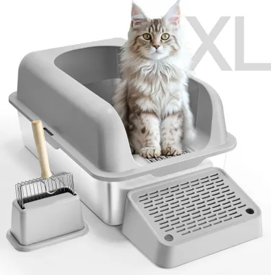 Immagine prodotto di Lettiera aperta 152,4 mm - Lettiera per gatti grigio chiaro - Forniture per animali accessori per gatti