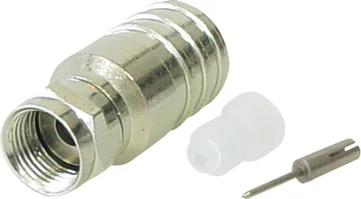 Produktbild von F-Stecker Crimp-Typ mit festem Crimpring mit Innenstift für Kabel-Ø: 10,0mm / RG 11, 3-teilig