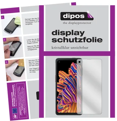 An instructional diagram showing how to apply a screen protector to a smartphone, alongside a product shot of the screen protector and a smartphone.