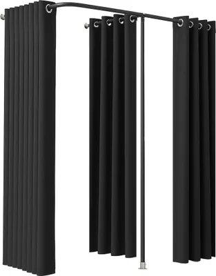 Image de Vestiaires Vestiaires Protection visuelle - Rideaux noirs 200x100x200cm - Protection de la vie privée pour les vestiaires
