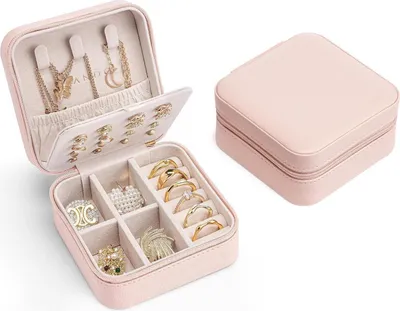 Produktbild von Vlando Schmuckkästchen Mädchen Damen Organizer Leder Beige