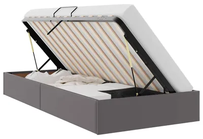 Obrázek produktu pro vidaXL Rám postele s úložným prostorem, šedá, 90 x 190 cm, umělá kůže