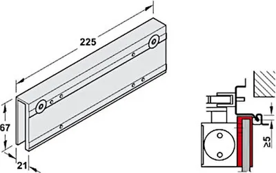 Image de Support pour porte en verre série TS 2000 finition argent - GEZE - 055 773