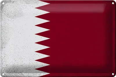 Produktbild von Blechschild Flagge Katar 30x20cm Flag of Qatar Vintage