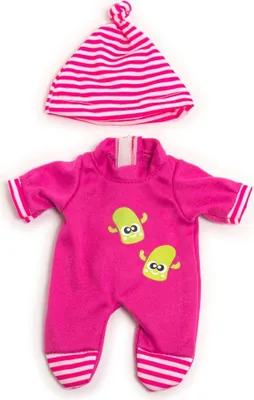 Produktbild von Set aus Pyjama und Mütze für eine 21 cm große Mädchenpuppe