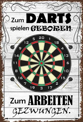 Produktbild von vianmo Holzschild 30x20 cm zum Darts spielen geboren Sport Hobby