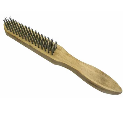Produktbild von Stahlbürste 4-reihig Holzgriff Handdrahtbürste Stahldraht Bürste Rost Farbe Schmutz Reinigung Werkstatt KFZ Haushalt