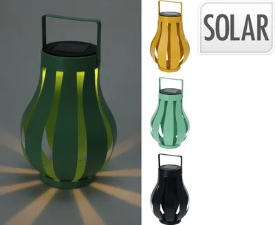 Produktbild von Grüne Solarlaterne LED aus Eisen, quadratisch, 15x15x20,5 cm, mit amorphem Solarpanel