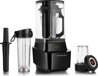 Zdjęcie produktu dla Blender próżniowy Beper BP.620, 1000 W, 1 l, bez BPA, dźwiękoszczelna pokrywa, miękka powierzchnia, 2 prędkości + tryb pulsacyjny, czarny