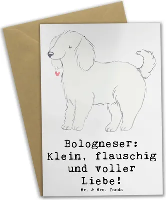 Produktbild von Mr. & Mrs. Panda Grußkarte Bologneser Liebe - Weiß - Geschenk, Hunde, dankeskarten, Lebensfreude, glückwunschkarten, Hunderassen Pflege, Lebensbegleiter, Hunderasse