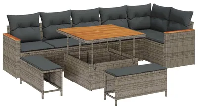 Produktbild von vidaXL Gartensofa-set 9 pcs Grau Poly-Rattan