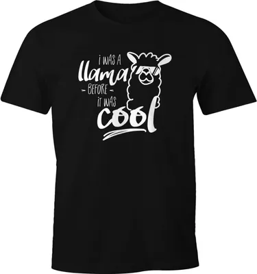 Produktbild von Herren T-Shirt I was a llama before it was cool Fun-Shirt Lama-Shirt Spruch-Shirt Moonworks® schwarz S