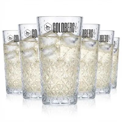 Produktbild von 6x Goldberg Softdrink Glas 0,36l Longdrinkglas Gläser Relief  Timeless