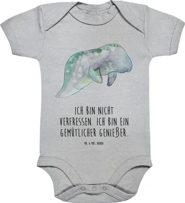 Produktbild von Mr. & Mrs. Panda Einteiler Seekuh Chillen 3. - 6. Monat - Heather Grey - Geschenk, Abnehmen, babykleidung body, Essen, Kurzarmbody, Meer, Zucker, Diät, Baumwollbody