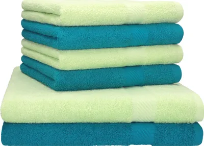 Produktbild von Betz 6-tlg. Set PALERMO - 2 Liegetücher 4 Handtücher 100% Baumwolle  Farbe: petrol / grün