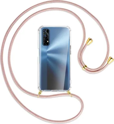 Produktbild von Handykette Backcover-Schutzhülle mit Band (Metall goldfarben) für Realme 7 (RMX2151) - roségold