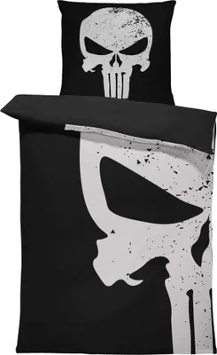 Produktbild von 4 teilig Bettwäsche 135x200 cm Totenkopf Muster Skull schwarz Wende Microfaser