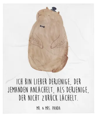 Produktbild von Mr. & Mrs. Panda Decke Murmeltier - Weiß - Geschenk, Respekt, Fröhlichkeit, Anstand, Wohndecke, Kuscheldecke, Knigge, Lustige Sprüche, Bettdecke, Couchdecke, Plüschdecke