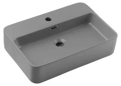 Immagine prodotto di Lavabo rettangolare da appoggio 55x38 cm in Vetroceramica grigio chiaro opaco