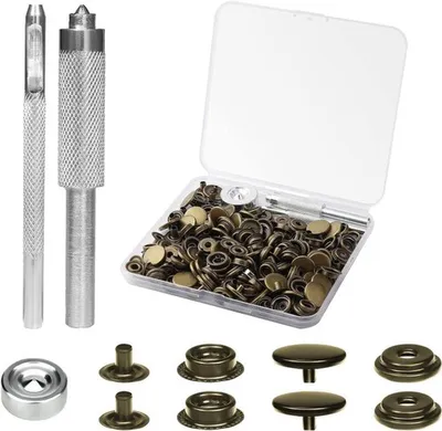 200 Stück 15mm Metall Druckknöpfe für Leder und Kleidung - Rvs Snap Button Set für Taschen, Jeans und Stoffreparatur (Bronze)