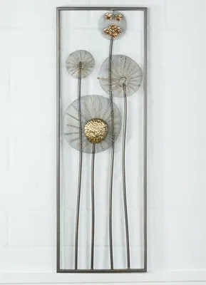 Produktbild von Gilde Metall Wandrelief Blume antik silber/gold 90 x 30 cm 69345