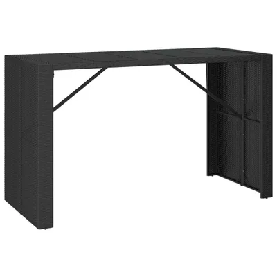 Produktbild von vidaXL Bartisch mit Glasplatte Schwarz 185x80x110 cm Poly Rattan