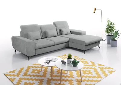 Produktbild von Ecksofa "LUMEN" mit Schlaffunktion und Bettkasten, verstellbare Kopfstützen