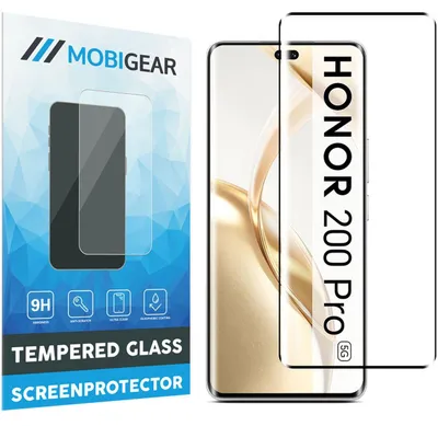Produktbild von Mobigear Premium Displayschutzfolie für Honor 200 Pro, gehärtetes Glas, Displayschutz - kompatibel mit Hüllen - Schwarz