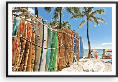 Produktbild von Gerahmtes Poster - Schwarzer Rahmen - Board Surfen Strand - 91,5x61 cm - Wand Bild - Wanddeko - Wandbilder - Kunstposter - Wandposter - Bilderrahmen - Bilder - Kunstdruck - Wandbild - P2BAA91x61-4165
