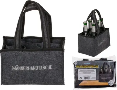 Produktbild von Filztasche Flaschentasche Sixpack Flaschenträger Männerhandtasche Filz mit Tragegriff 1 Stück