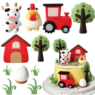Productafbeelding van 11 Stuks Boerderij Taartdecoraties voor Verjaardagsfeestjes