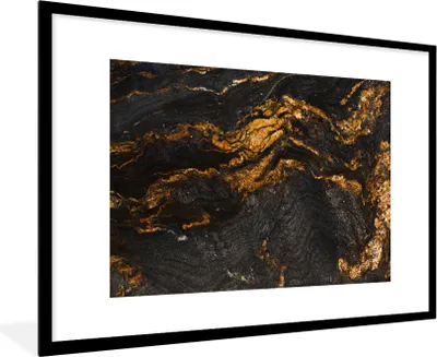 Produktbild von MuchoWow® Gerahmtes Poster Marmor - Limette - Schwarz - Gold - Marmoroptik - Luxus 90x60 cm - Poster mit Schwarzem Bilderrahmen Wandposter Rahmen Foto Bilder - Wanddekoration - Fotos