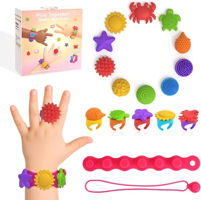 Produktbild von 22 Stück Fidget Toys, Fidget Ringe Sensorik Spielzeug Silikon, Anti Stress Autismus Spielzeug,für Kinder und Erwachsene Beruhigend Bei Stress Angst