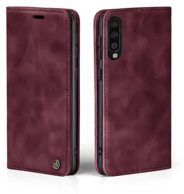Produktbild von Handy Hülle für Samsung Galaxy A70 Klapphülle Bookcase Flip Cover Handy Tasche Etui Farbe: Weinrot