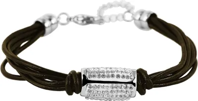 Produktbild von Akzent Geflochtenes Armband aus Echtleder und Edelstahl in Dunkelbraun