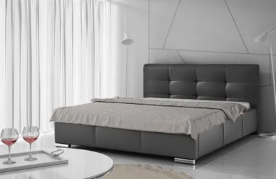 Produktbild von Polsterbett Doppelbett TAYLOR Komplettset Kunstleder Schwarz 160x200cm