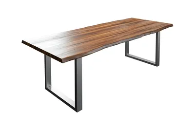Produktbild von Esstisch Baumkante massiv Akazie nussbaum 180 x 90 silber LIAM