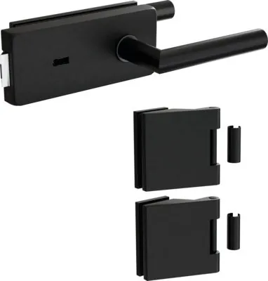 Produktbild von Pertura Glastürbeschlag Aiko Studio/Office BB Schwarz inkl. 2 Rahmenteile für Holzzargen