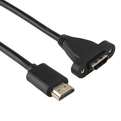 Obrázek produktu pro Prodlužovací kabel HDMI samec-samice s vysokorychlostním šroubem pro montáž na panel s upevňovacím otvorem (1,2 m)