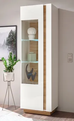 Immagine prodotto di Vetrina Clair 60cm bianco / bianco lucido - mobile da terra moderno in rovere Grandson