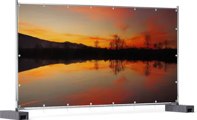 Produktbild von Wallario XXL Outdoor-Poster für Garten oder Balkon, Motiv Abendrot am Himmel über einem See, in ca. 340 x 173 cm