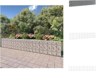 Image de vidaXL Mur en gabions avec couvercle Acier galvanisé 600×30×100 cm - Panneaux de clôture