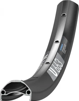 A close-up, angled view of a bicycle rim.
